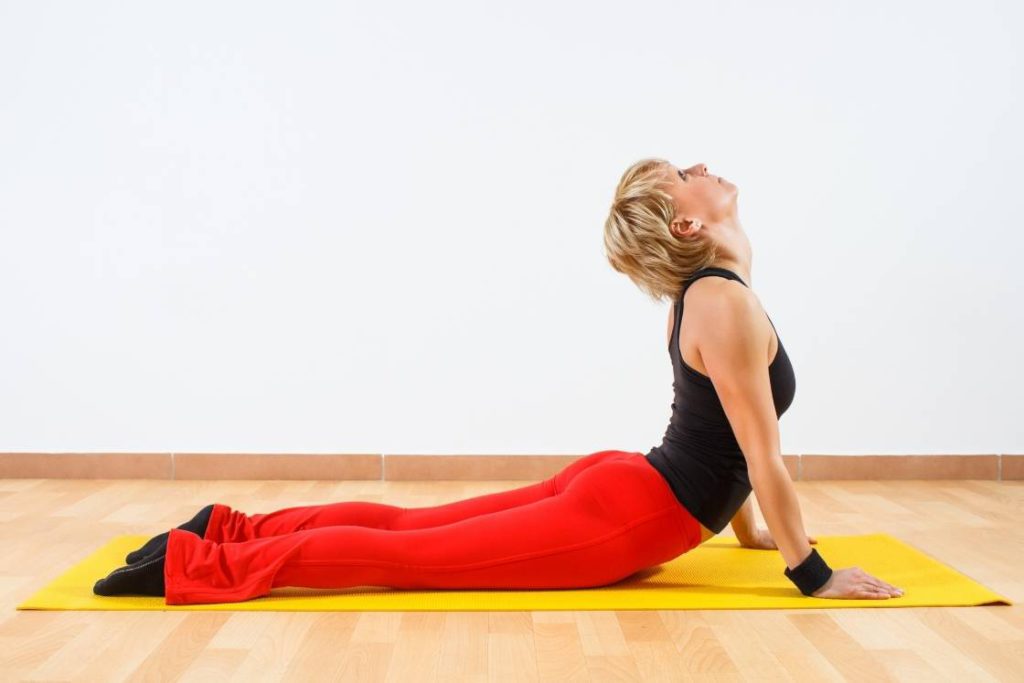 Salamba Bhujangasana variation cobra pose.