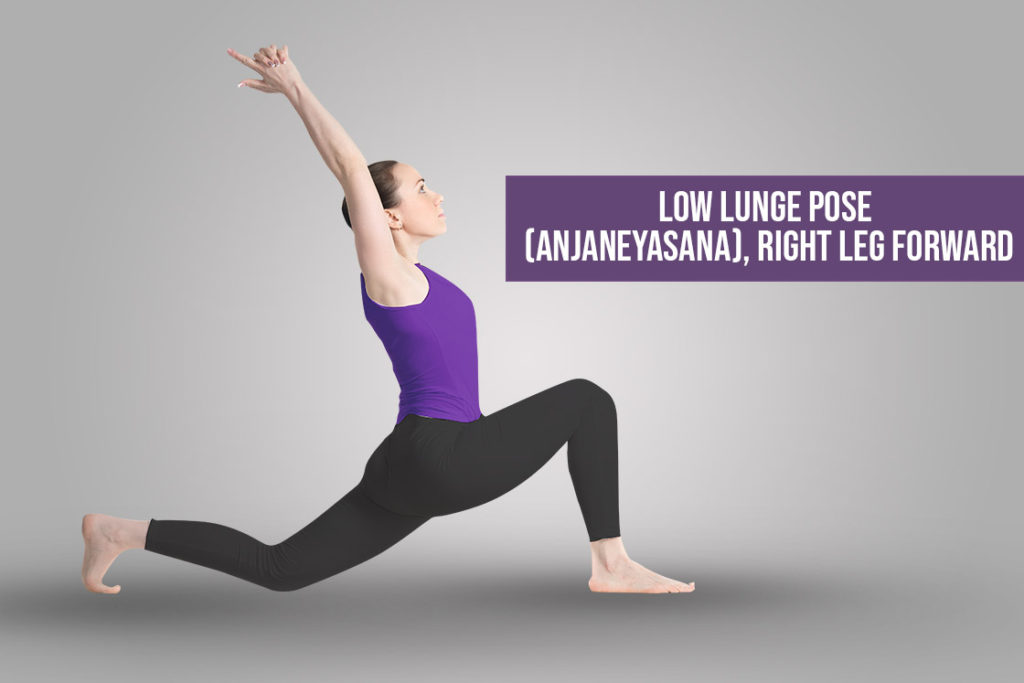 low lunge pose right leg forward