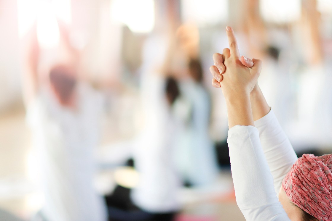 In a kundalini yoga class