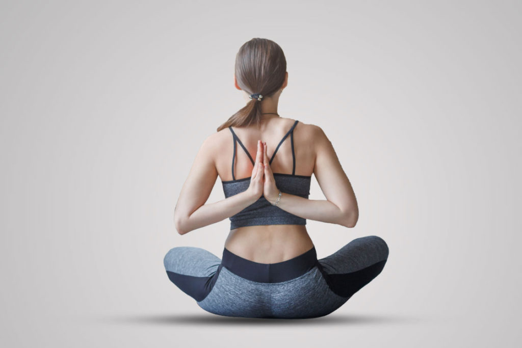 Woman in prayer position or yoga pose cartoon Vector Image